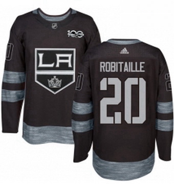 Mens Adidas Los Angeles Kings 20 Luc Robitaille Premier Black 1917 2017 100th Anniversary NHL Jersey