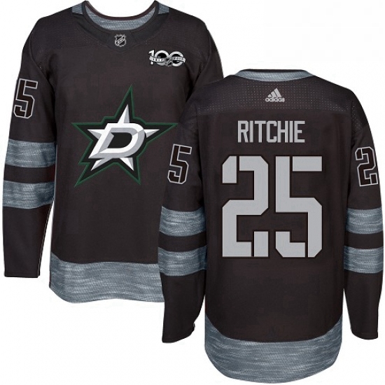 Mens Adidas Dallas Stars 25 Brett Ritchie Authentic Black 1917 2017 100th Anniversary NHL Jersey