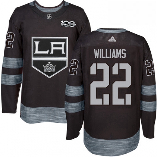 Mens Adidas Los Angeles Kings 22 Tiger Williams Authentic Black 1917 2017 100th Anniversary NHL Jers