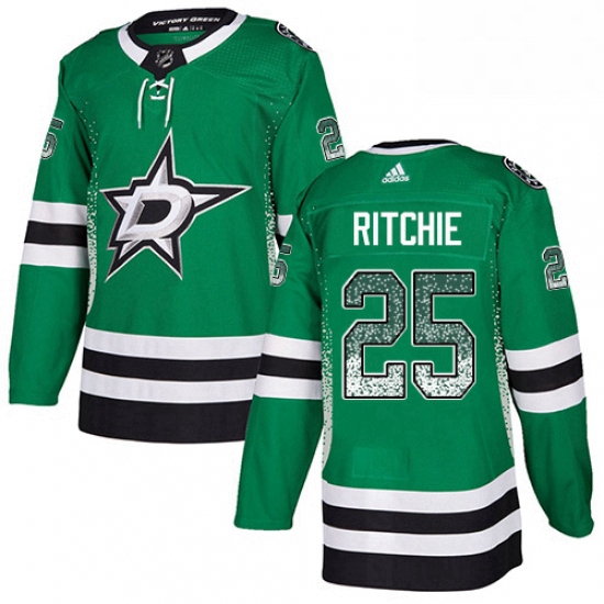 Mens Adidas Dallas Stars 25 Brett Ritchie Authentic Green Drift Fashion NHL Jersey