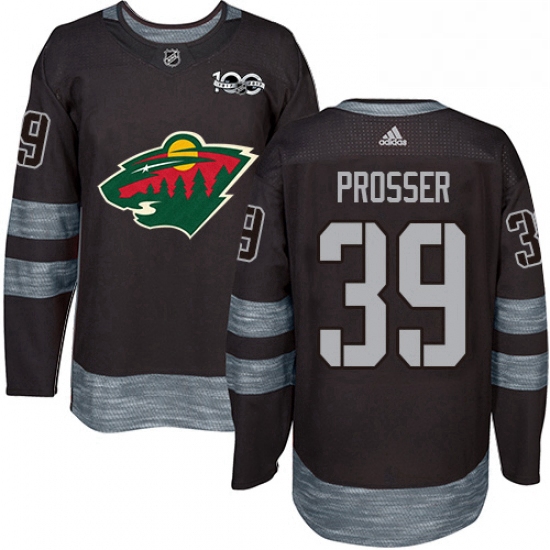 Mens Adidas Minnesota Wild 39 Nate Prosser Premier Black 1917 2017 100th Anniversary NHL Jersey