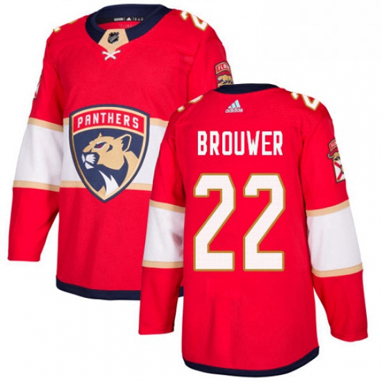 Mens Adidas Florida Panthers 22 Troy Brouwer Authentic Red Home NHL Jersey