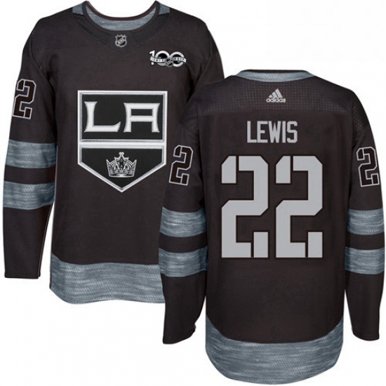 Mens Adidas Los Angeles Kings 22 Trevor Lewis Authentic Black 1917 2017 100th Anniversary NHL Jersey