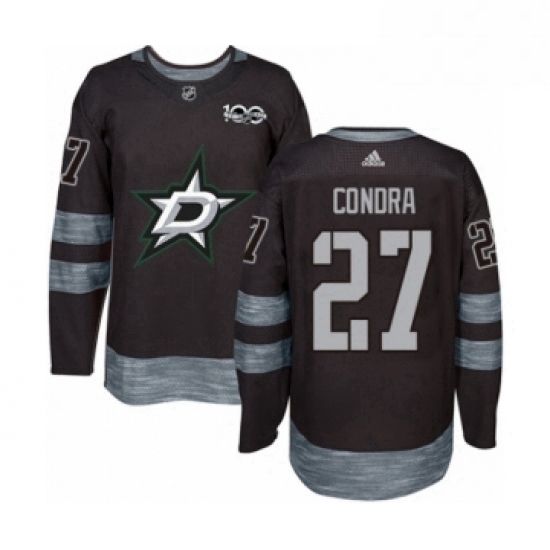 Mens Adidas Dallas Stars 27 Erik Condra Authentic Black 1917 2017 100th Anniversary NHL Jersey