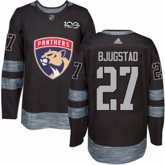 Mens Adidas Florida Panthers 27 Nick Bjugstad Premier Black 1917 2017 100th Anniversary NHL Jersey