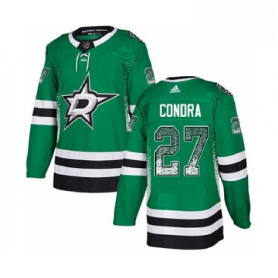 Mens Adidas Dallas Stars 27 Erik Condra Authentic Green Drift Fashion NHL Jersey