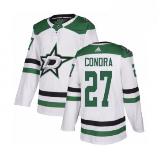 Mens Adidas Dallas Stars 27 Erik Condra Authentic White Away NHL Jersey