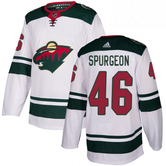 Mens Adidas Minnesota Wild 46 Jared Spurgeon White Road Authentic Stitched NHL Jersey