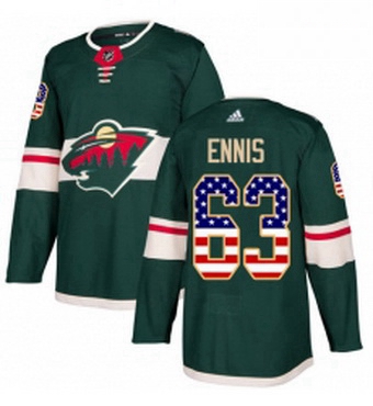 Mens Adidas Minnesota Wild 63 Tyler Ennis Authentic Green USA Flag Fashion NHL Jersey