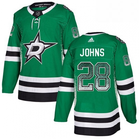 Mens Adidas Dallas Stars 28 Stephen Johns Authentic Green Drift Fashion NHL Jersey