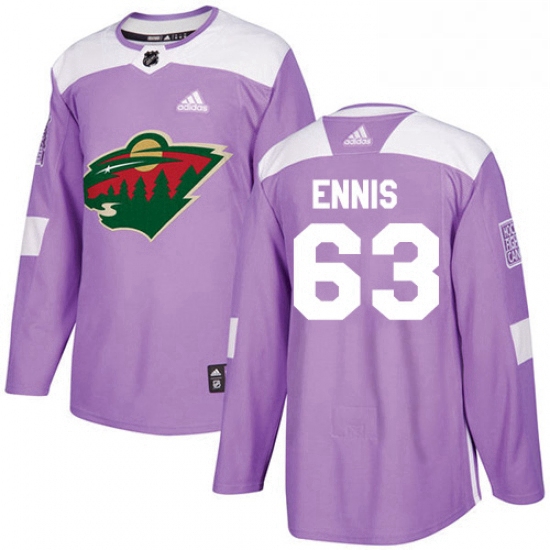 Mens Adidas Minnesota Wild 63 Tyler Ennis Authentic Purple Fights Cancer Practice NHL Jersey