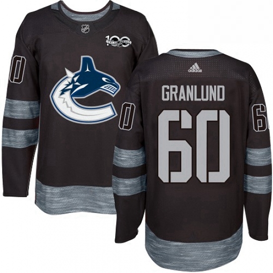 Mens Adidas Vancouver Canucks 60 Markus Granlund Authentic Black 1917 2017 100th Anniversary NHL Jer