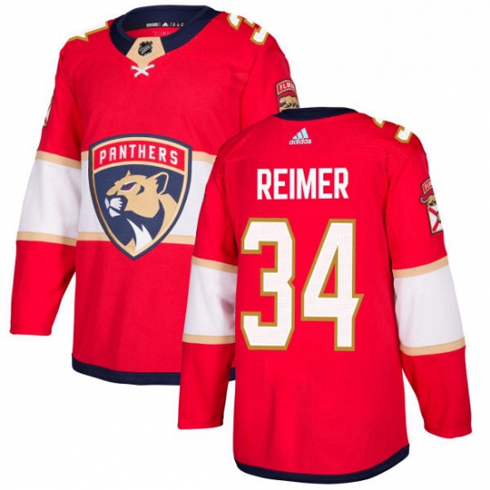 Mens Adidas Florida Panthers 34 James Reimer Premier Red Home NHL Jersey