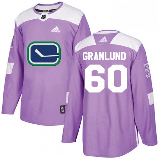 Mens Adidas Vancouver Canucks 60 Markus Granlund Authentic Purple Fights Cancer Practice NHL Jersey