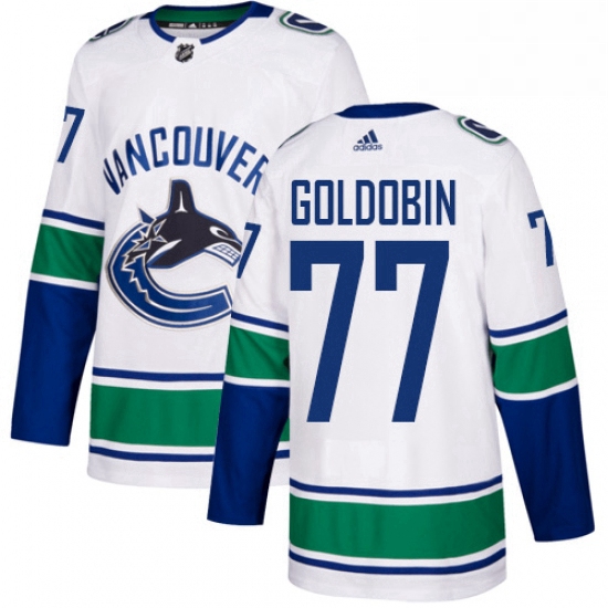 Mens Adidas Vancouver Canucks 77 Nikolay Goldobin White Road Authentic Stitched NHL Jersey