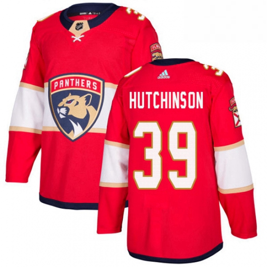 Mens Adidas Florida Panthers 39 Michael Hutchinson Premier Red Home NHL Jersey