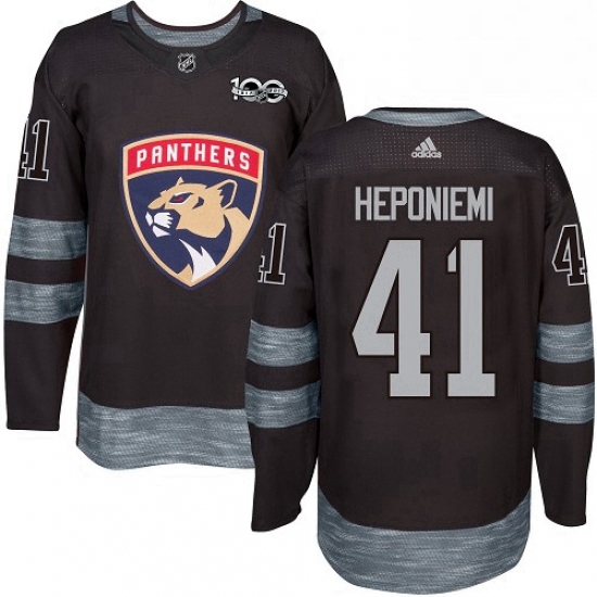 Mens Adidas Florida Panthers 41 Aleksi Heponiemi Authentic Black 1917 2017 100th Anniversary NHL Jer