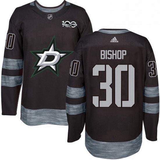 Mens Adidas Dallas Stars 30 Ben Bishop Authentic Black 1917 2017 100th Anniversary NHL Jersey