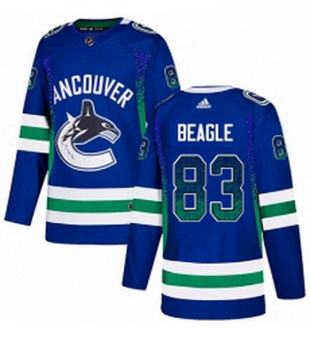 Mens Adidas Vancouver Canucks 83 Jay Beagle Authentic Blue Drift Fashion NHL Jersey