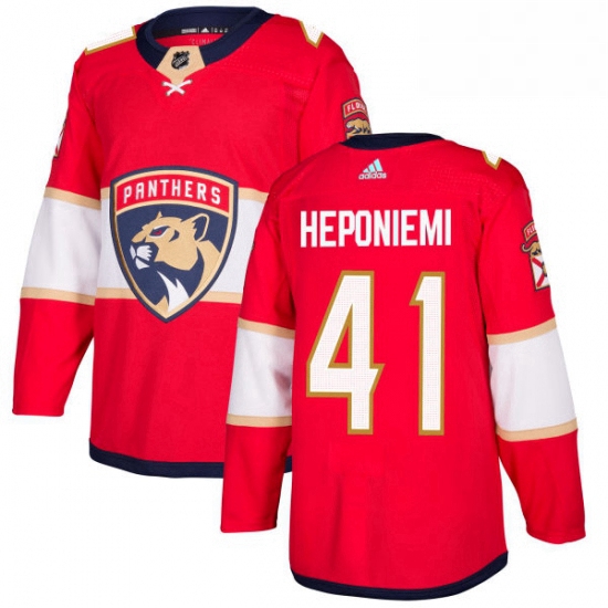 Mens Adidas Florida Panthers 41 Aleksi Heponiemi Authentic Red Home NHL Jersey