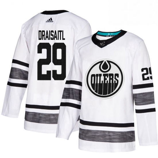 Mens Adidas Edmonton Oilers 29 Leon Draisaitl White 2019 All Star Game Parley Authentic Stitched NHL