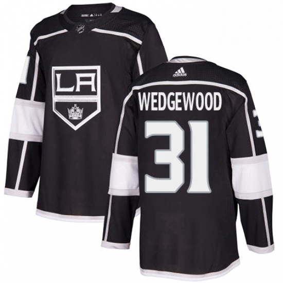 Mens Adidas Los Angeles Kings 31 Scott Wedgewood Authentic Black Home NHL Jersey