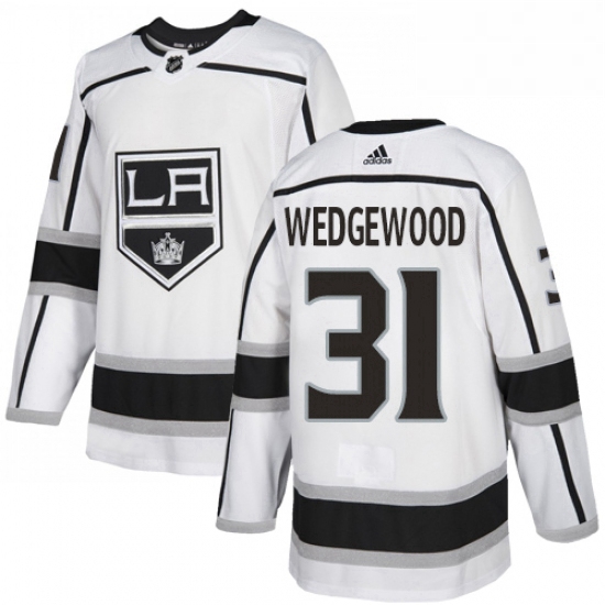 Mens Adidas Los Angeles Kings 31 Scott Wedgewood Authentic White Away NHL Jersey