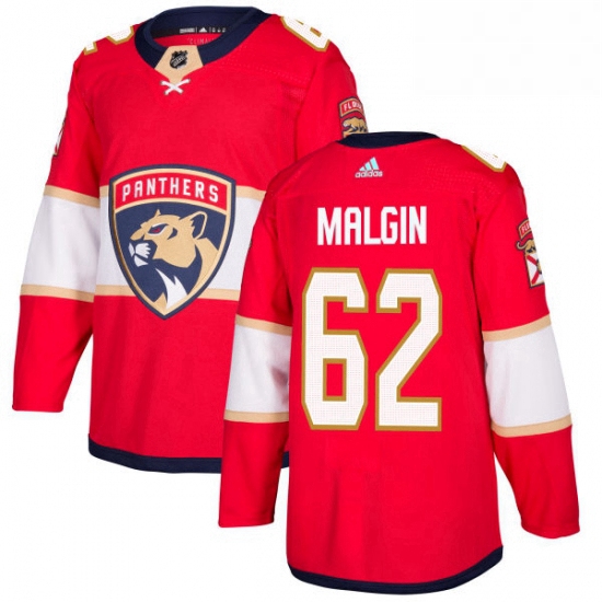 Mens Adidas Florida Panthers 62 Denis Malgin Authentic Red Home NHL Jersey