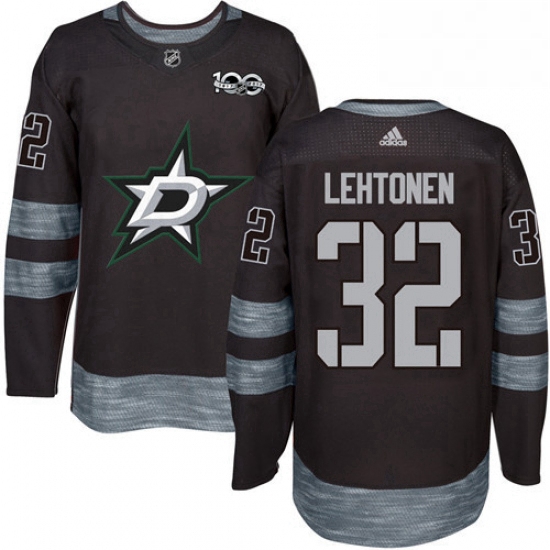 Mens Adidas Dallas Stars 32 Kari Lehtonen Authentic Black 1917 2017 100th Anniversary NHL Jersey