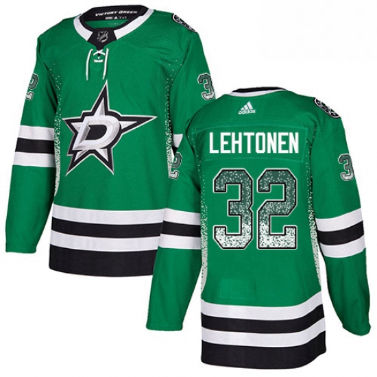 Mens Adidas Dallas Stars 32 Kari Lehtonen Authentic Green Drift Fashion NHL Jersey