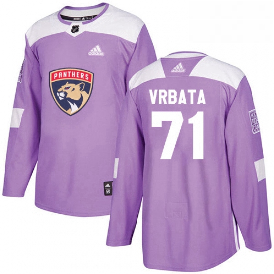 Mens Adidas Florida Panthers 71 Radim Vrbata Authentic Purple Fights Cancer Practice NHL Jersey