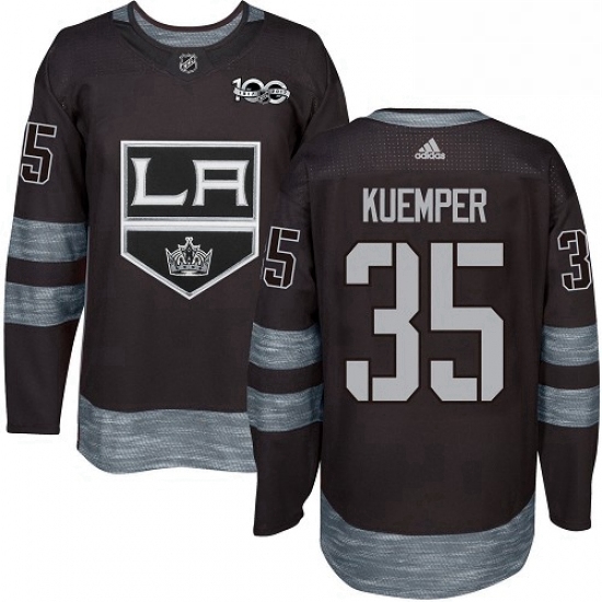 Mens Adidas Los Angeles Kings 35 Darcy Kuemper Authentic Black 1917 2017 100th Anniversary NHL Jerse