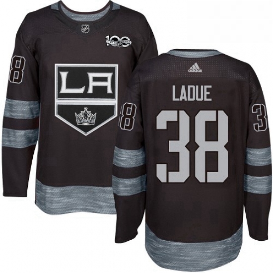 Mens Adidas Los Angeles Kings 38 Paul LaDue Authentic Black 1917 2017 100th Anniversary NHL Jersey