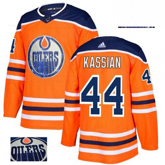 Mens Adidas Edmonton Oilers 44 Zack Kassian Authentic Orange Fashion Gold NHL Jersey