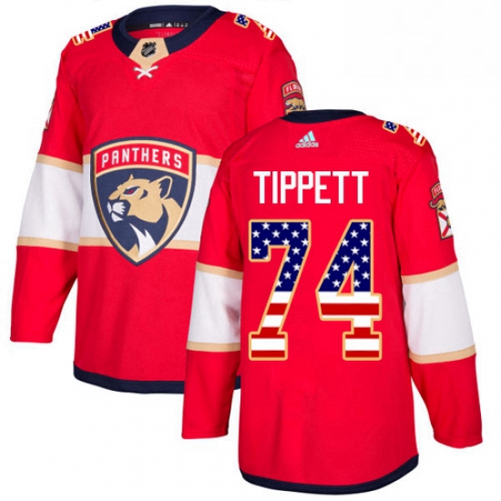 Mens Adidas Florida Panthers 74 Owen Tippett Authentic Red USA Flag Fashion NHL Jersey