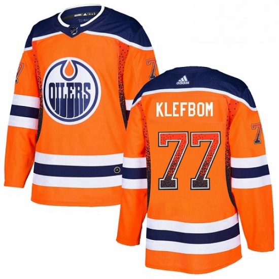 Mens Adidas Edmonton Oilers 77 Oscar Klefbom Authentic Orange Drift Fashion NHL Jersey