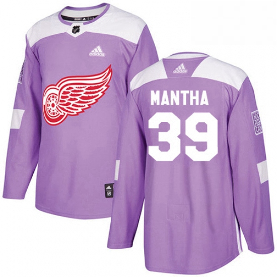 Mens Adidas Detroit Red Wings 39 Anthony Mantha Authentic Purple Fights Cancer Practice NHL Jersey