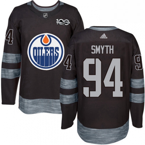 Mens Adidas Edmonton Oilers 94 Ryan Smyth Authentic Black 1917 2017 100th Anniversary NHL Jersey