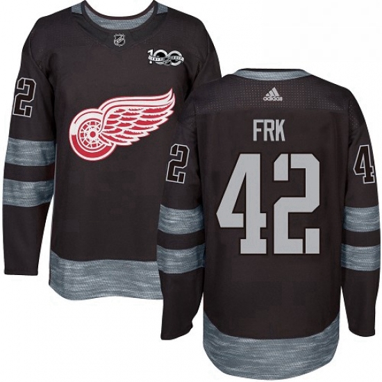 Mens Adidas Detroit Red Wings 42 Martin Frk Authentic Black 1917 2017 100th Anniversary NHL Jersey