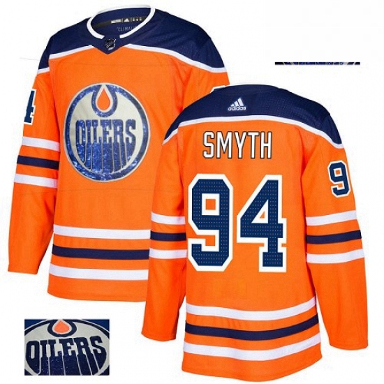 Mens Adidas Edmonton Oilers 94 Ryan Smyth Authentic Orange Fashion Gold NHL Jersey