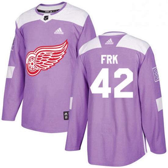 Mens Adidas Detroit Red Wings 42 Martin Frk Authentic Purple Fights Cancer Practice NHL Jersey