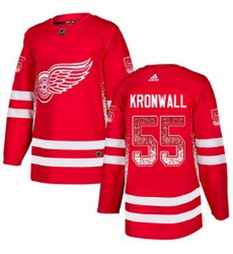 Mens Adidas Detroit Red Wings 55 Niklas Kronwall Authentic Red Drift Fashion NHL Jersey