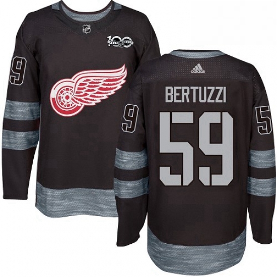 Mens Adidas Detroit Red Wings 59 Tyler Bertuzzi Authentic Black 1917 2017 100th Anniversary NHL Jers