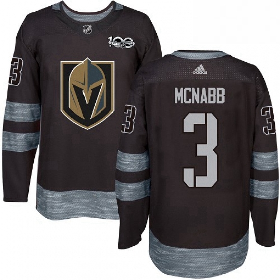 Mens Adidas Vegas Golden Knights 3 Brayden McNabb Authentic Black 1917 2017 100th Anniversary NHL Je