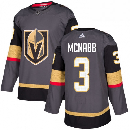 Mens Adidas Vegas Golden Knights 3 Brayden McNabb Premier Gray Home NHL Jersey