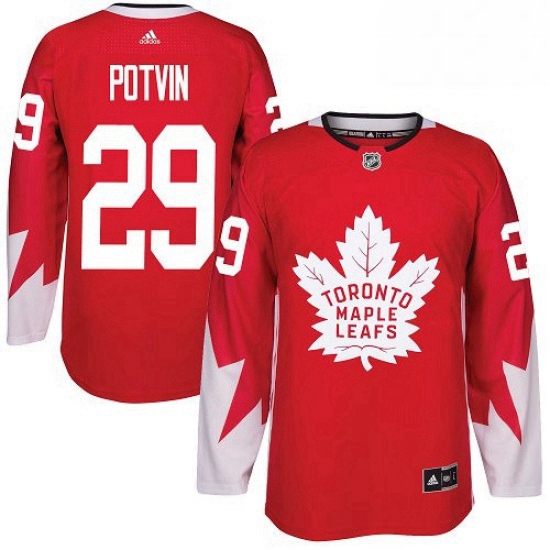 Mens Adidas Toronto Maple Leafs 29 Felix Potvin Authentic Red Alternate NHL Jersey