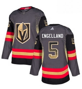 Mens Adidas Vegas Golden Knights 5 Deryk Engelland Authentic Black Drift Fashion NHL Jersey