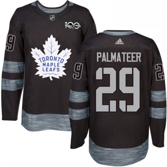 Mens Adidas Toronto Maple Leafs 29 Mike Palmateer Authentic Black 1917 2017 100th Anniversary NHL Je