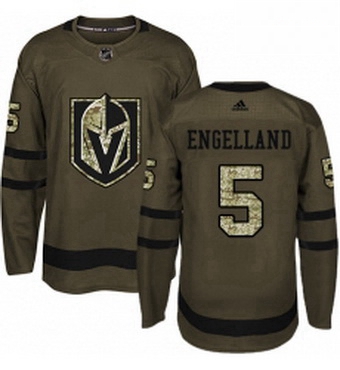 Mens Adidas Vegas Golden Knights 5 Deryk Engelland Authentic Green Salute to Service NHL Jersey