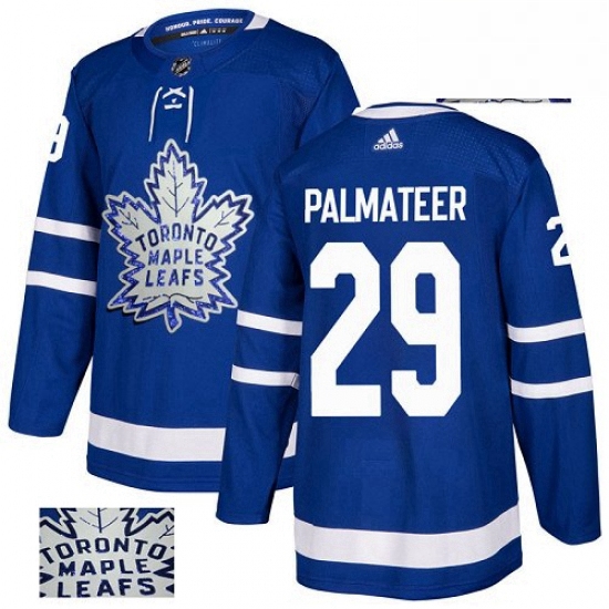 Mens Adidas Toronto Maple Leafs 29 Mike Palmateer Authentic Royal Blue Fashion Gold NHL Jersey